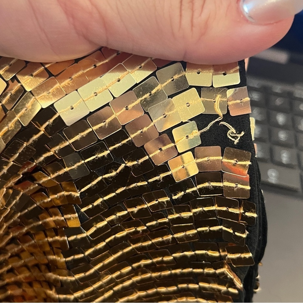 Vintage Hugo Buscati Collection size 8 gold square sequin mini skirt - Picture 6 of 6